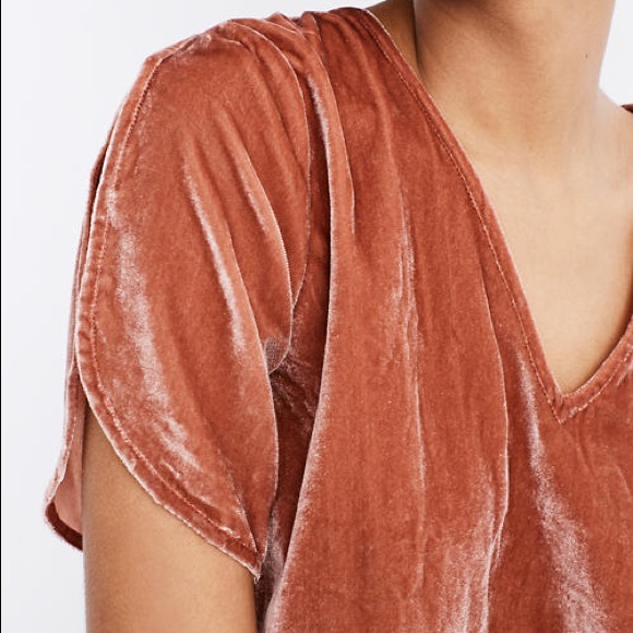 New Madewell Velvet Tulip-Sleeve Ruffle Top - Picture 5 of 8